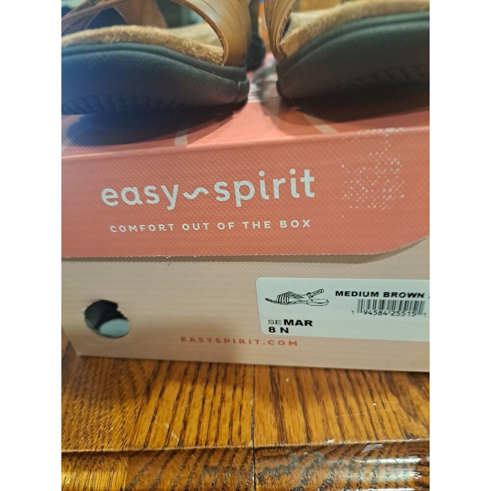 NEW Easy Spirit Women’s Mar Leather Slingback Sandals Cognac Size 8N - Picture 8 of 13